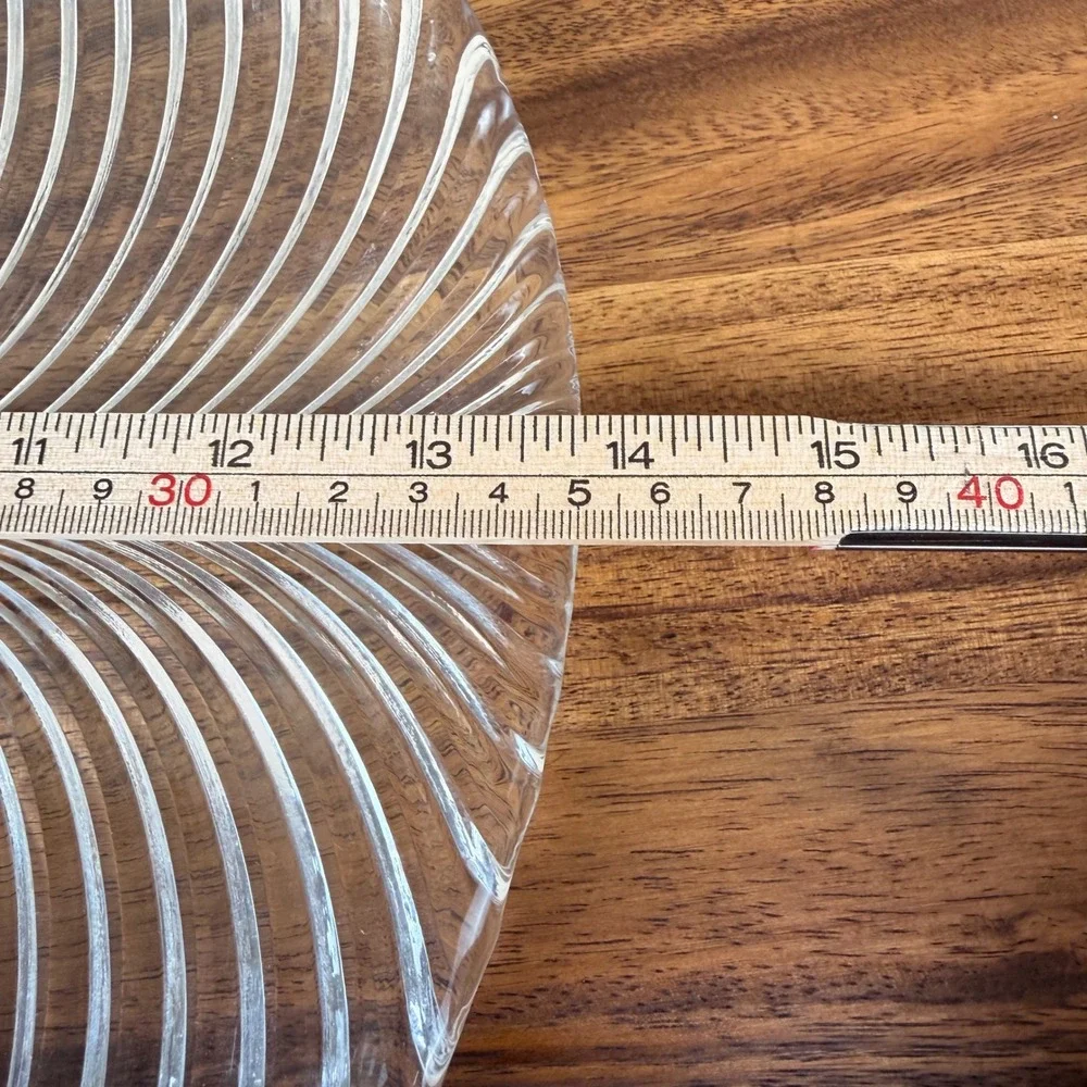 Crystal Palm Leaf Platter Clear Textured Glass Serving Tray 13.75